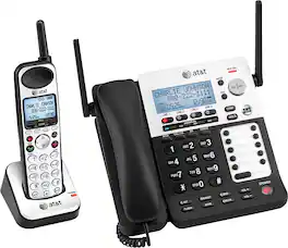 AT&T - SB67138 SynJ Expandable 4-Line Corded/Cordless Small Business Phone System - Black/Silver