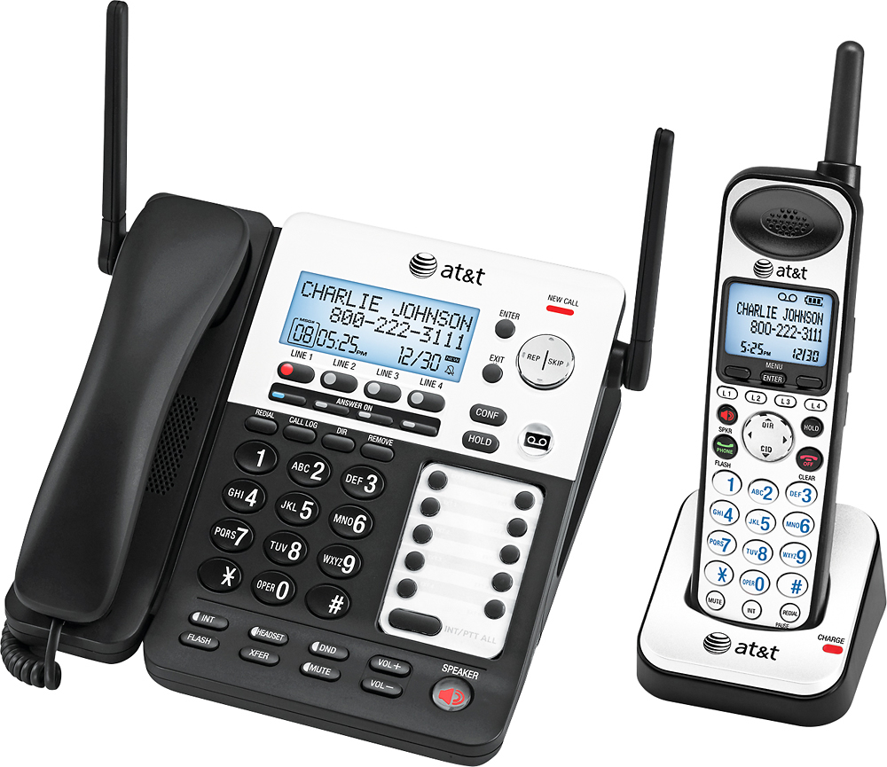 Left View: CM18245 Extension Deskset for VTech CM18845 Small Business Office Phone System - Silver
