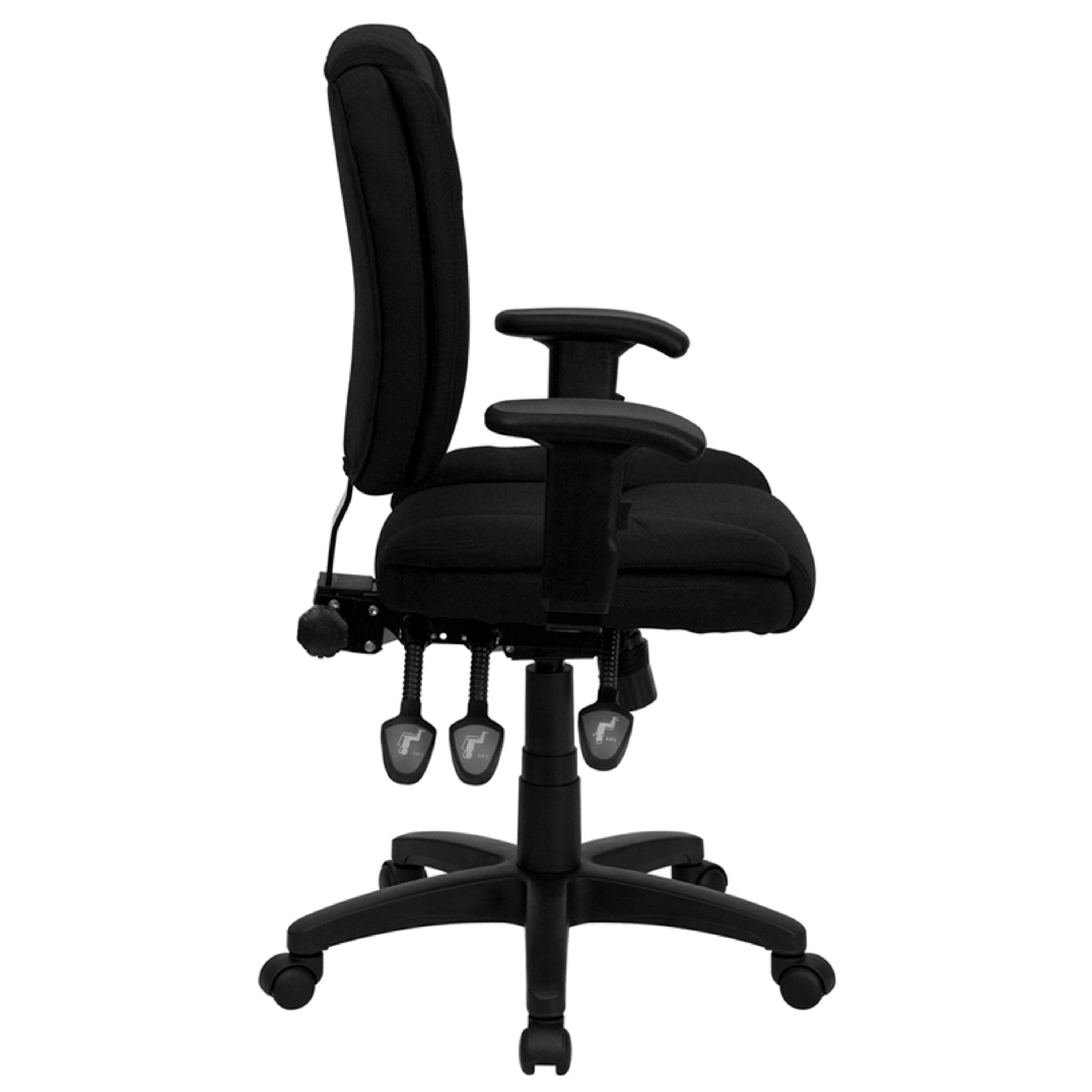 Alt View 4. Emma + Oliver - Mid-Back Multifunction Pillow Top Swivel Ergonomic Task Office Chair with Arms - Black Fabric.