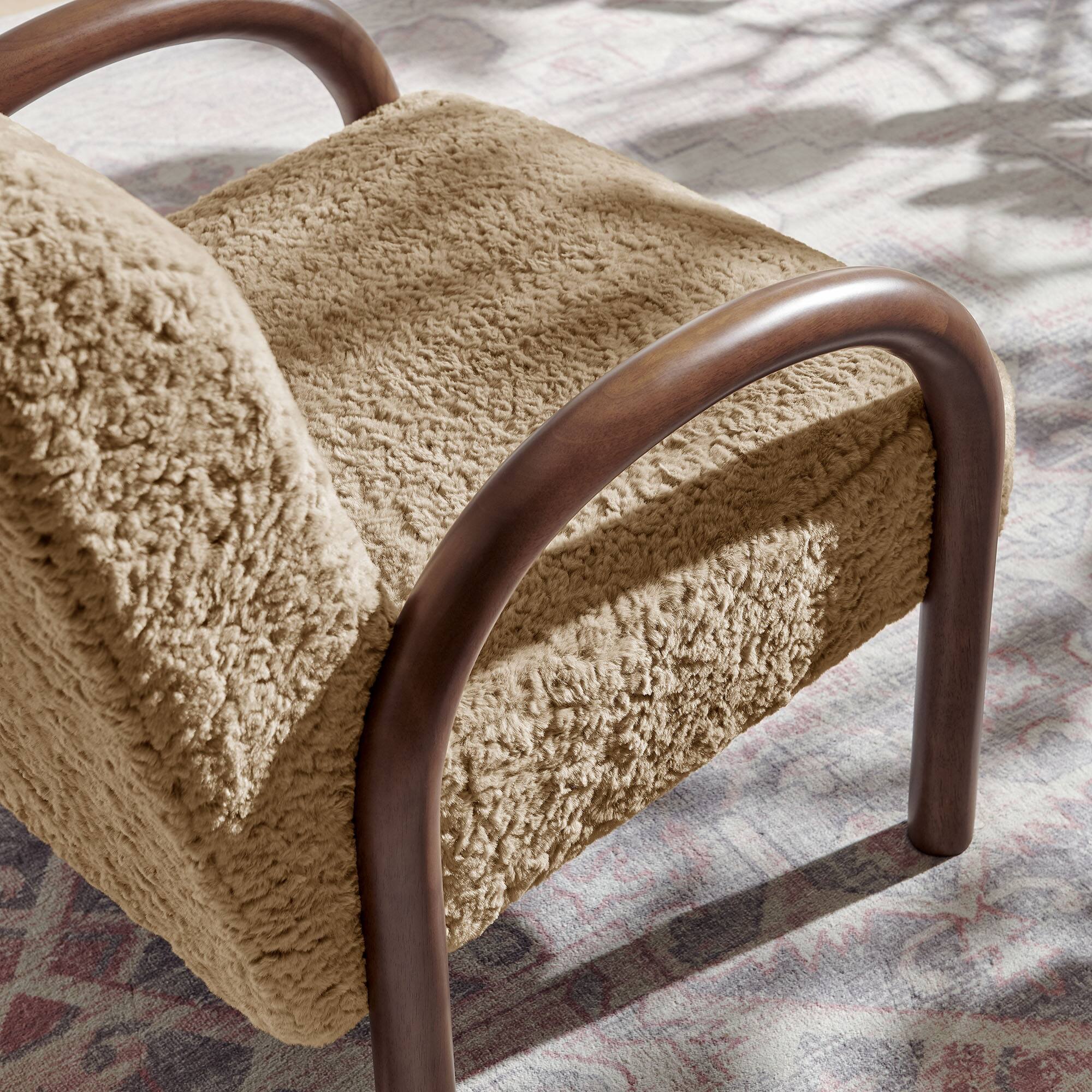Alt View 1. Modway - Lunet Faux Shearling Accent Armchair by Modway - Sand.