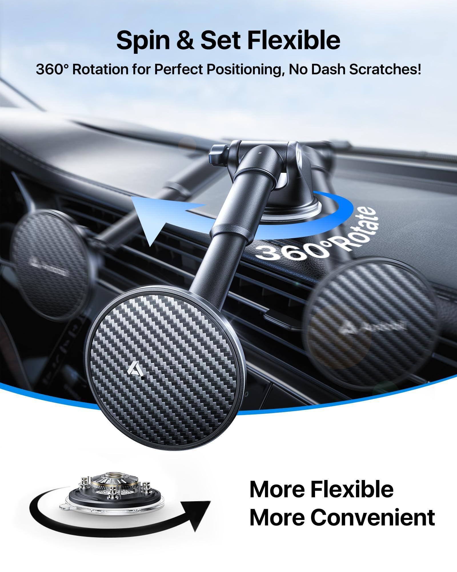 Spin & Set Flexible  
360° Rotation for Perfect Positioning, No Dash Scratches!  

More Flexible  
More Convenient