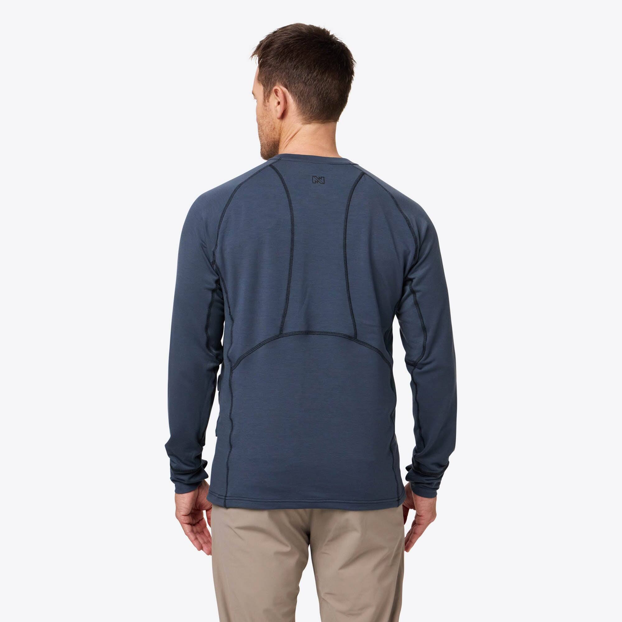 Back. Mobile Warming - Men's BaseLite Heated Baselayer Shirt - Arctic Blue.