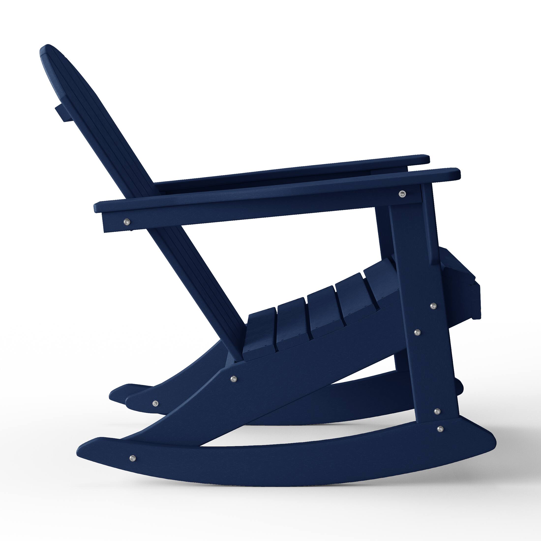 Back. WestinTrends - WestinTrends Malibu Outdoor / Patio Poly Adirondack rocking chair - Navy Blue.
