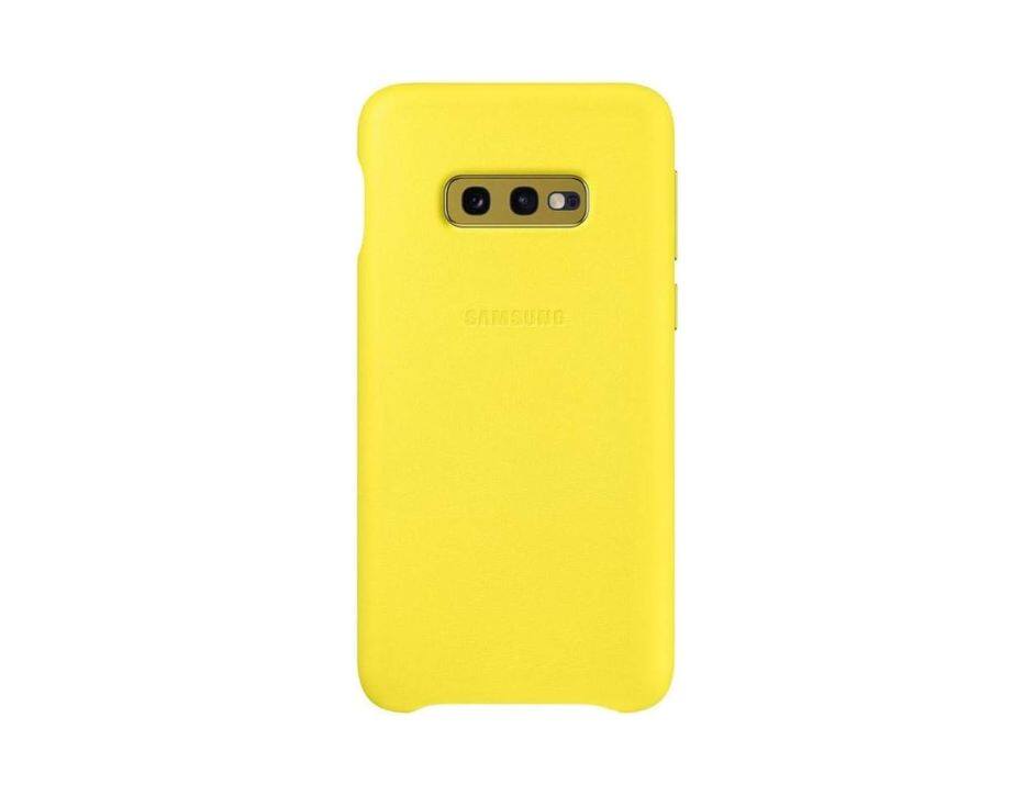 Front. Samsung - Samsung Galaxy S10e Leather Cover I Color: Yellow - Yellow.