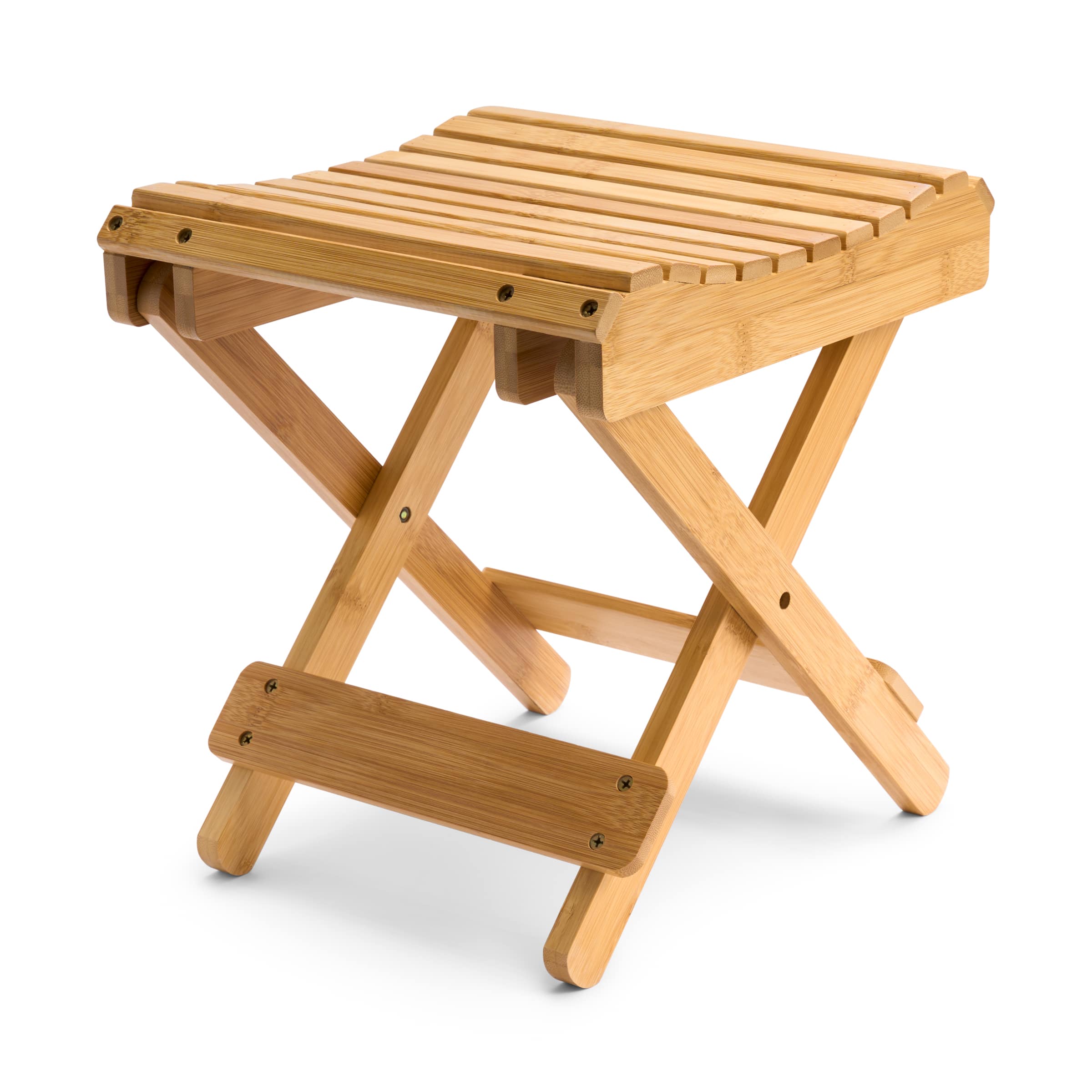 Sorbus - Foldable Shower Stool, Bamboo Foot Rest & Shaving Stool for Inside Shower, Portable Step Stool, Folding Bench - Brown