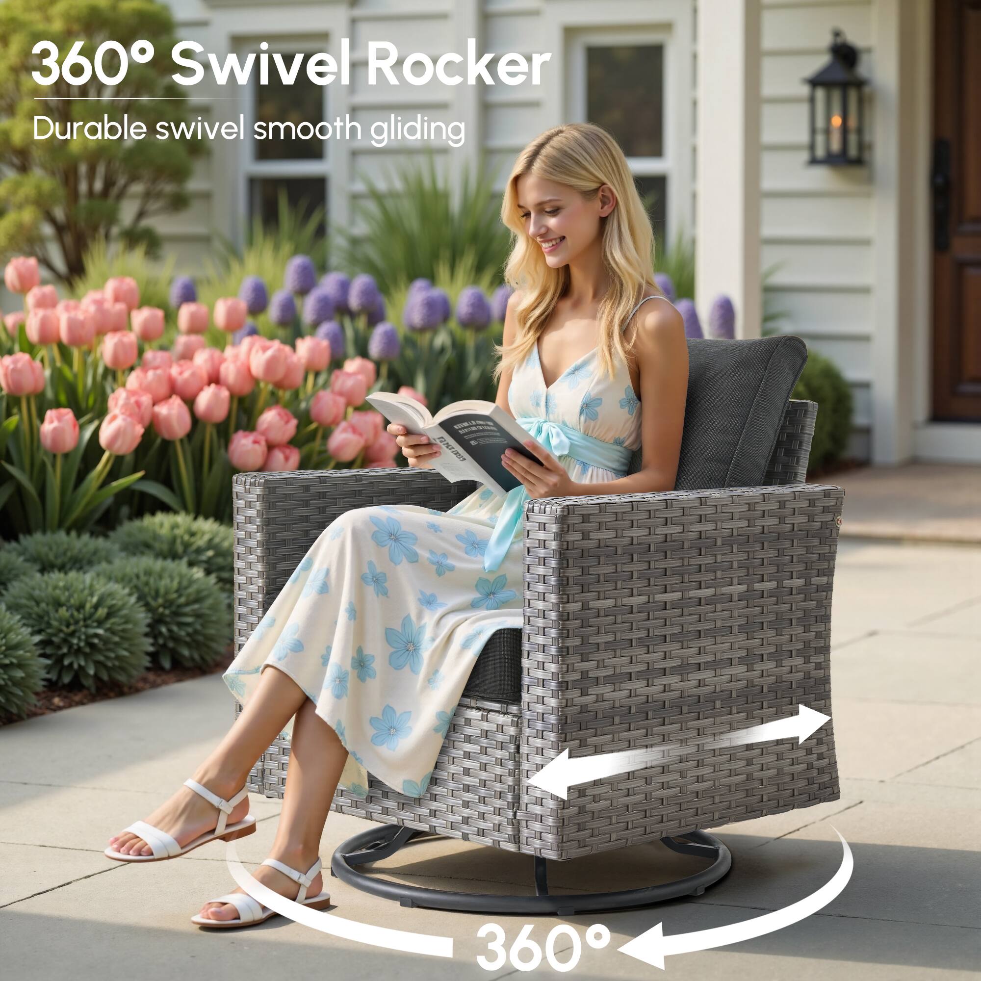 360° Swivel Rocker  
Durable swivel smooth gliding