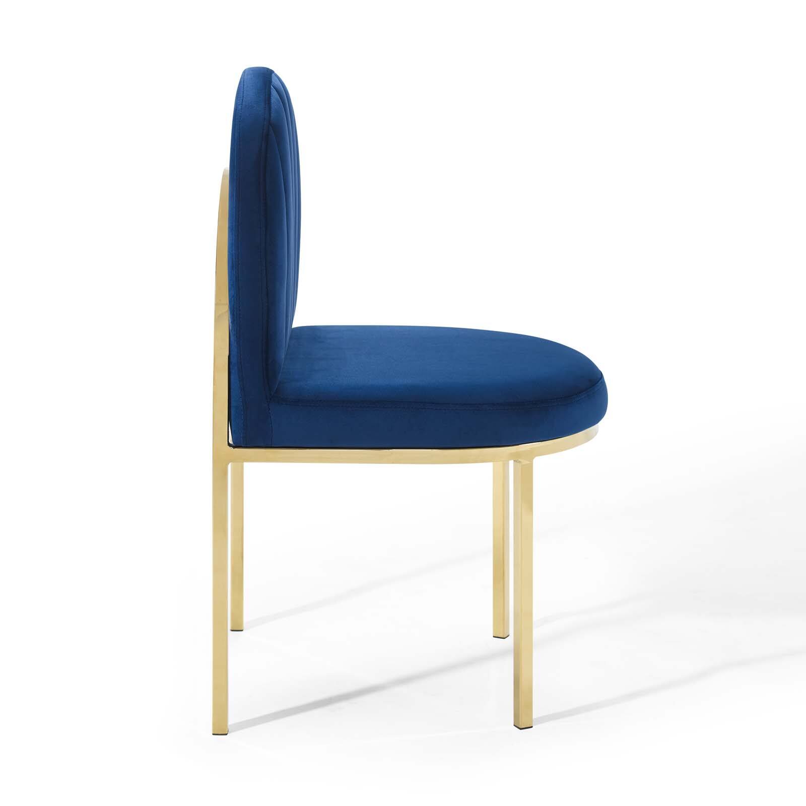 Alt View 2. Modway - Isla Channel Tufted Performance Velvet Dining Side Chair by Modway - Gold Navy.