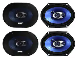 Pyle - PL683BL 6x8" 720 Watt 3-Way Car Coaxial Audio Speakers Stereo - Blue - Black
