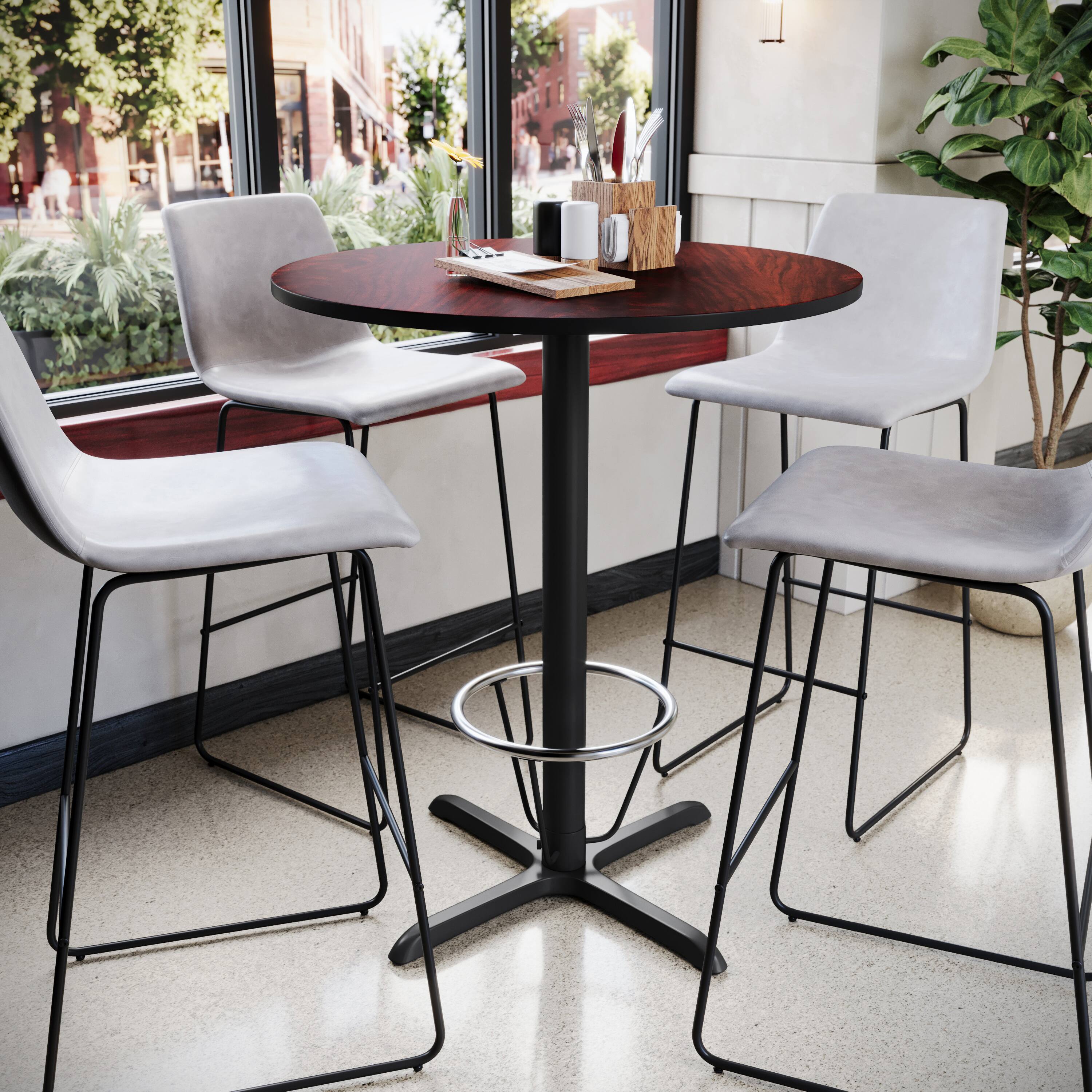 Alt View 1. Emma + Oliver - 36" Round Laminate Bar Table with 30"x30" Foot Ring Base - Mahogany.