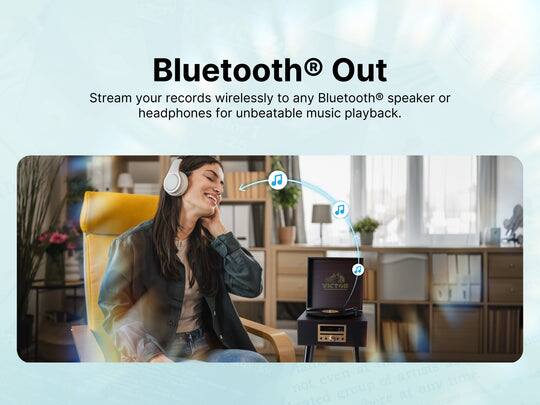 Bluetooth® Out

Stream your records wirelessly to any Bluetooth® speaker or headphones for unbeatable music playback.