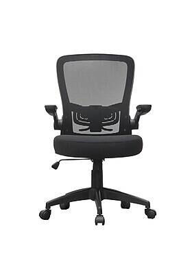 Alt View 2. Boss Office Products - Boss Flip Arm Ergonomic Mesh/Fabric Swivel Task Chair, Black (B6366BK-BK) - Black.