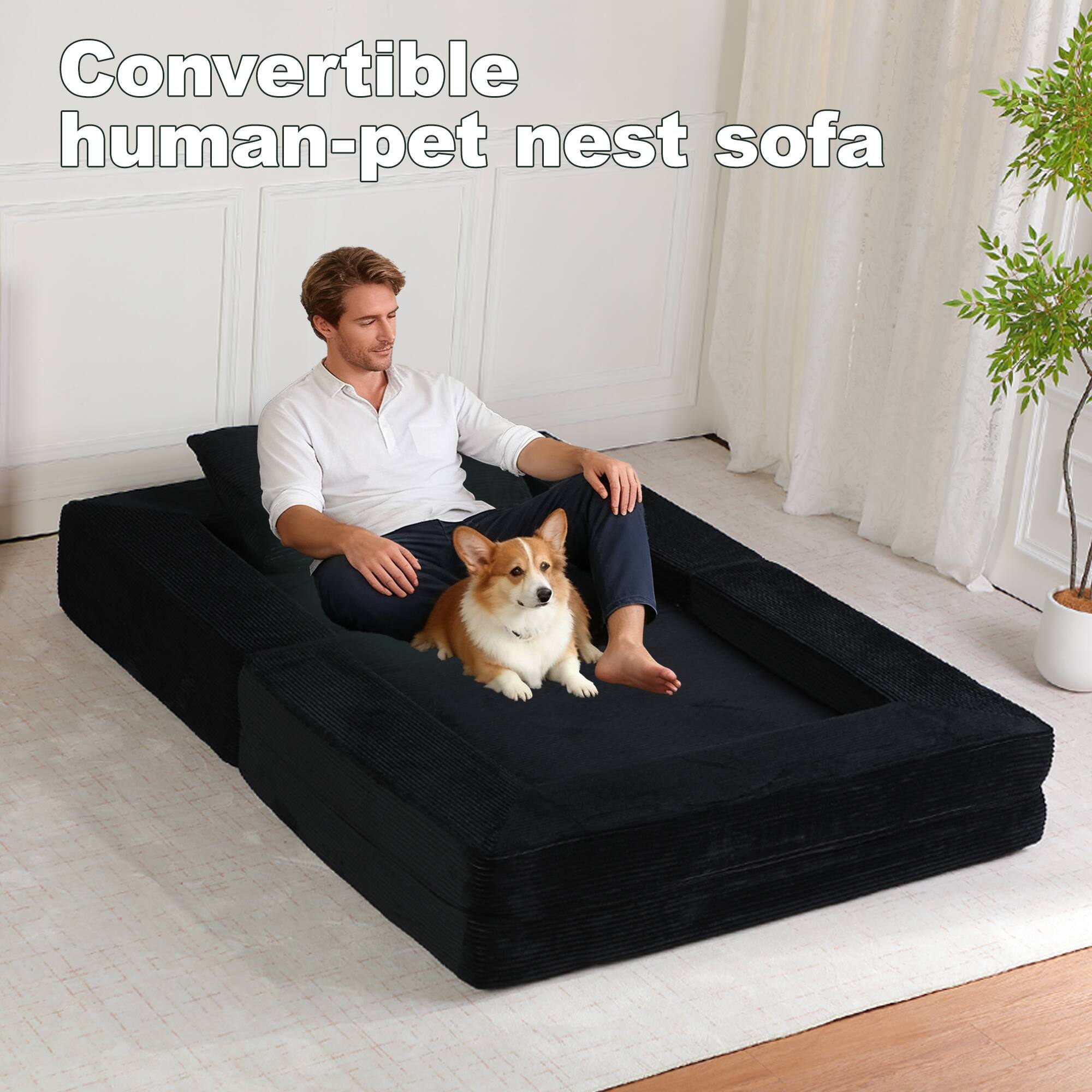 Convertible human-pet nest sofa