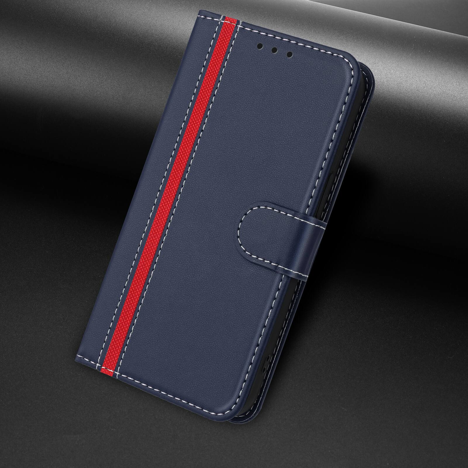 Alt View 3. Dteck - Slim Card Holder Case for Samsung Galaxy S25 Ultra,PU Leather Magnetic Closure Shockproof TPU Inner Flip Wallet Cover - Blue.