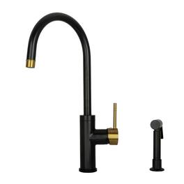 Solid Brass Single Handle 360° Swivel Widespread Kitchen Faucet with Side Sprayer