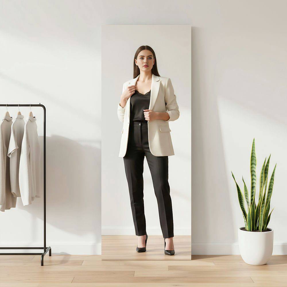 Alt View 2. Kadyn - 65x24 Inch Wide Frameless Full-Length LED Wall Mirror Modern Design - Black.