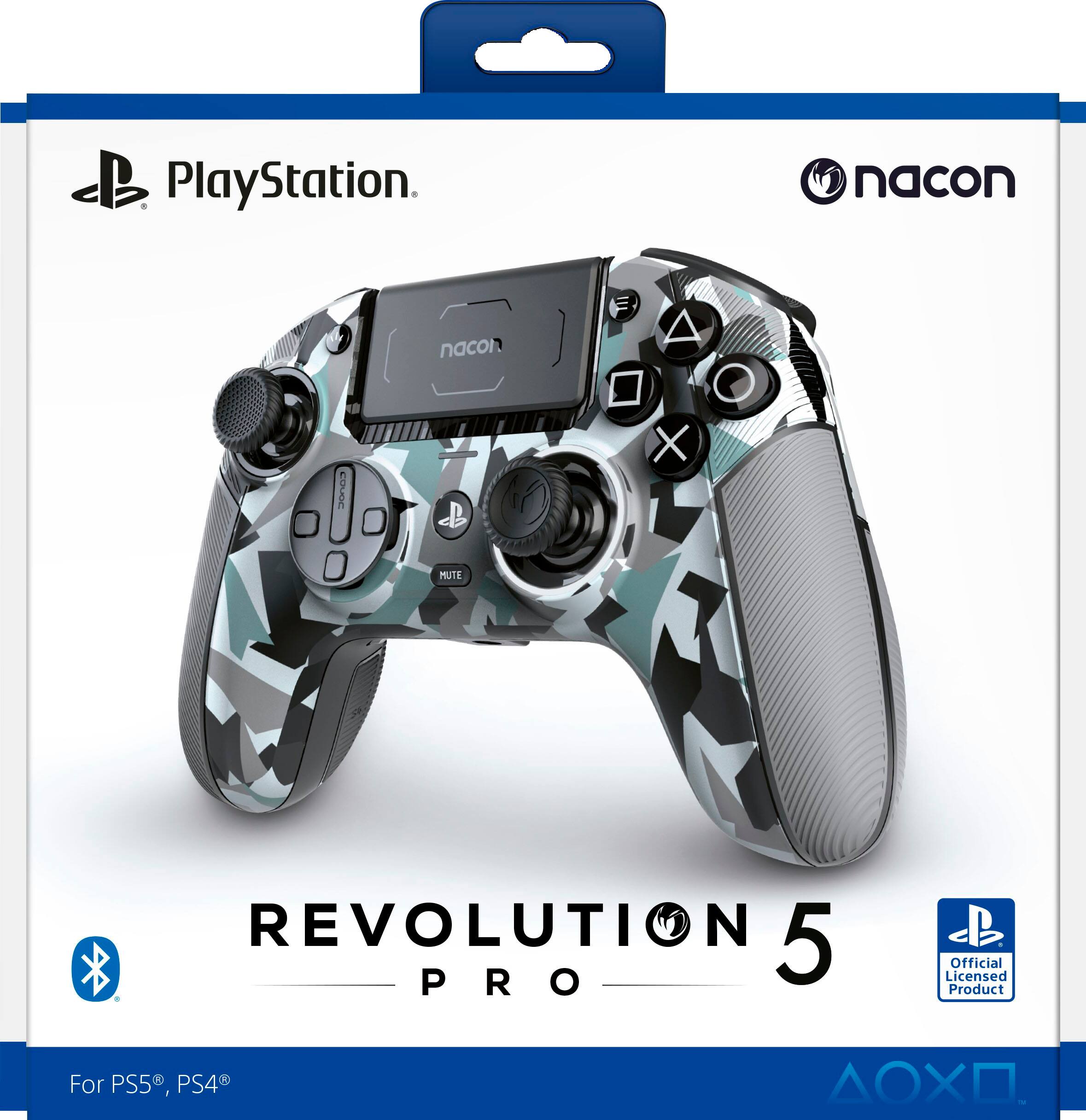 The text on the image reads: "PlayStation. nacon nacon E A COVGE C X MUTE REVOLUTION 5 PRO Official Licensed Product For PS5, PS4."