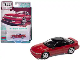 Autoworld - 1991 Mitsubishi Eclipse GSX Maranello Red with Black Top "Import Legends" Series 1/64 Diecast Model Car by Auto World - Red and Black