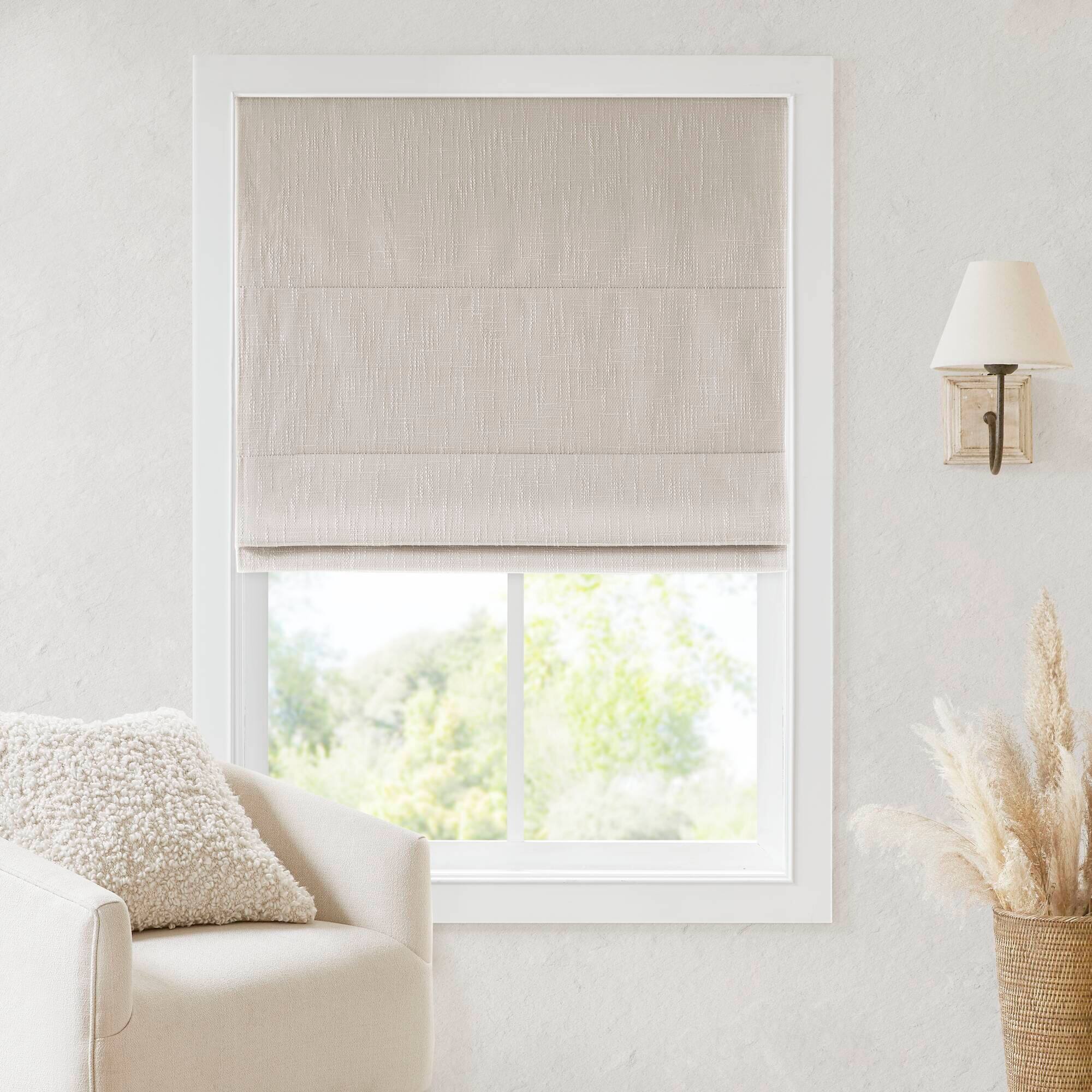 Front. BreeBe - 1 PCS 35x64' Total Blackout Cordless Roman Shade Linen - Linen.