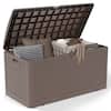 Front. Yardgrace - 90 Gallon Resin Storage Box All-Weather Lockable Multi-Purpose Deck Box for Storage - Brown.