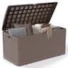 Yardgrace - 90 Gallon Outdoor Storage Box All-Weather Lockable Multi-Purpose Deck Box for Storage,Resin - 90Gallon Brown
