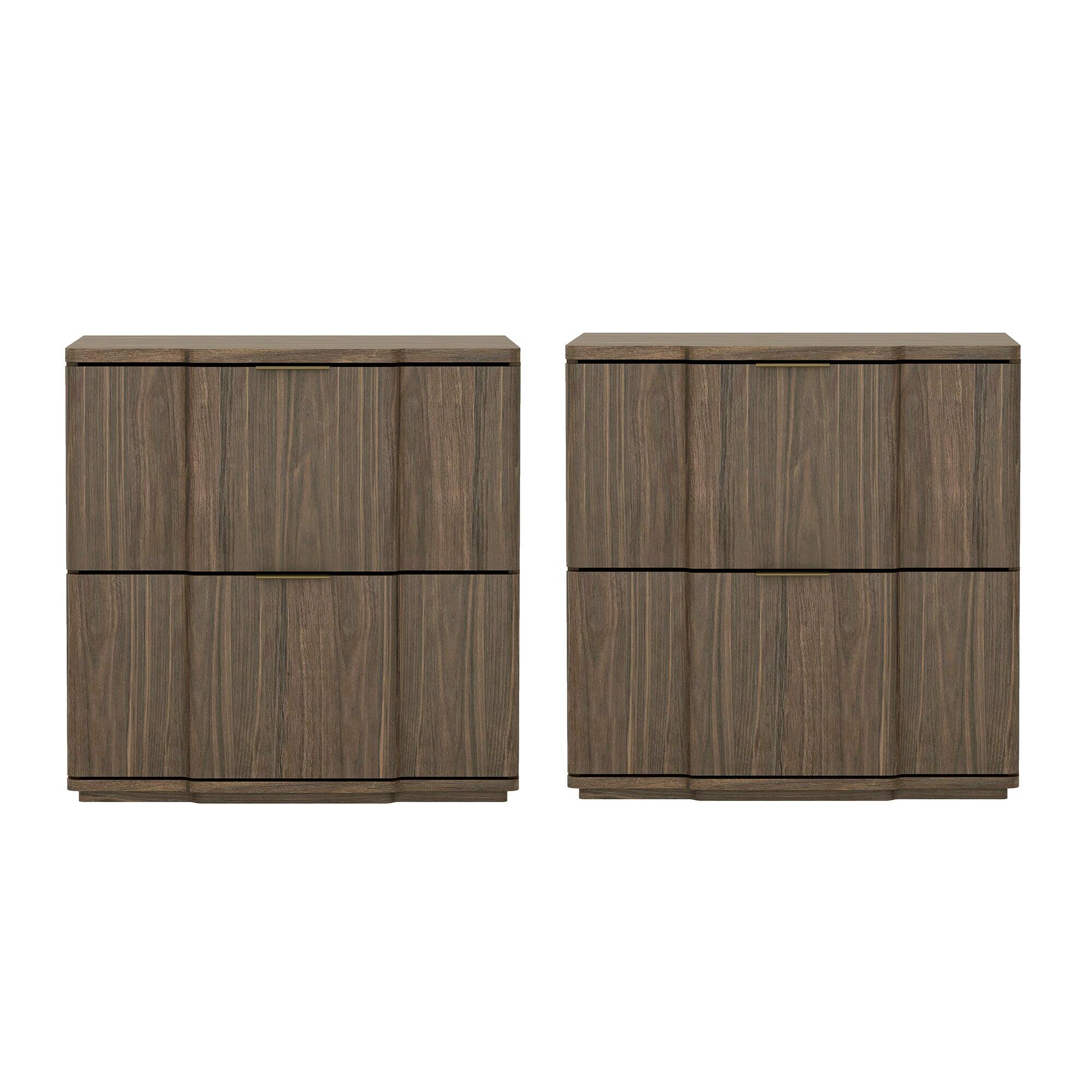 Alt View 4. Manhattan Comfort - Clive Mid-Century Modern 22" Nightstand - Walnut and Gold.