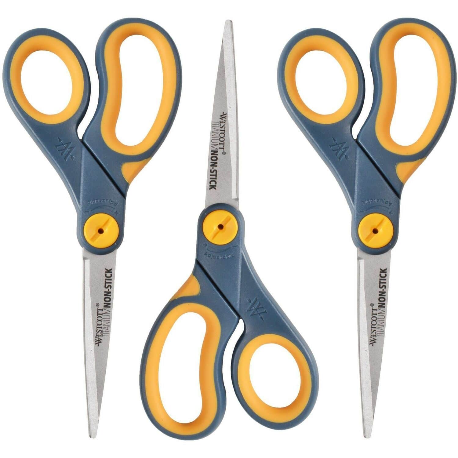 "Westcott - 8"" Titanium Nonstick Straight Scissors 3.25"" Cut Straight Titanium Pointed Tip 3 / Pack - Yellow" price history on PriceWatchPro