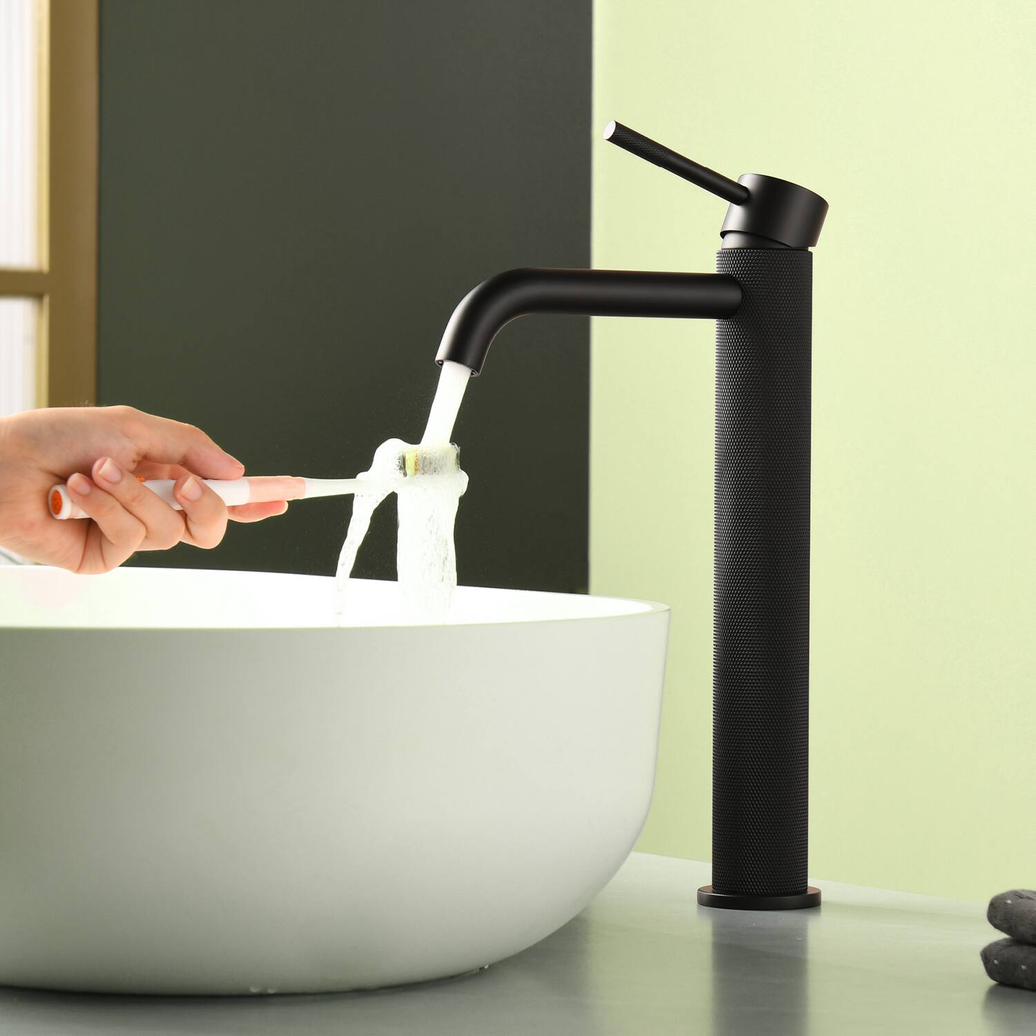 Alt View 2. Boyel Living - Matte Black Carved Bathroom Faucet Solid Brass Single Handle - Matte Black.
