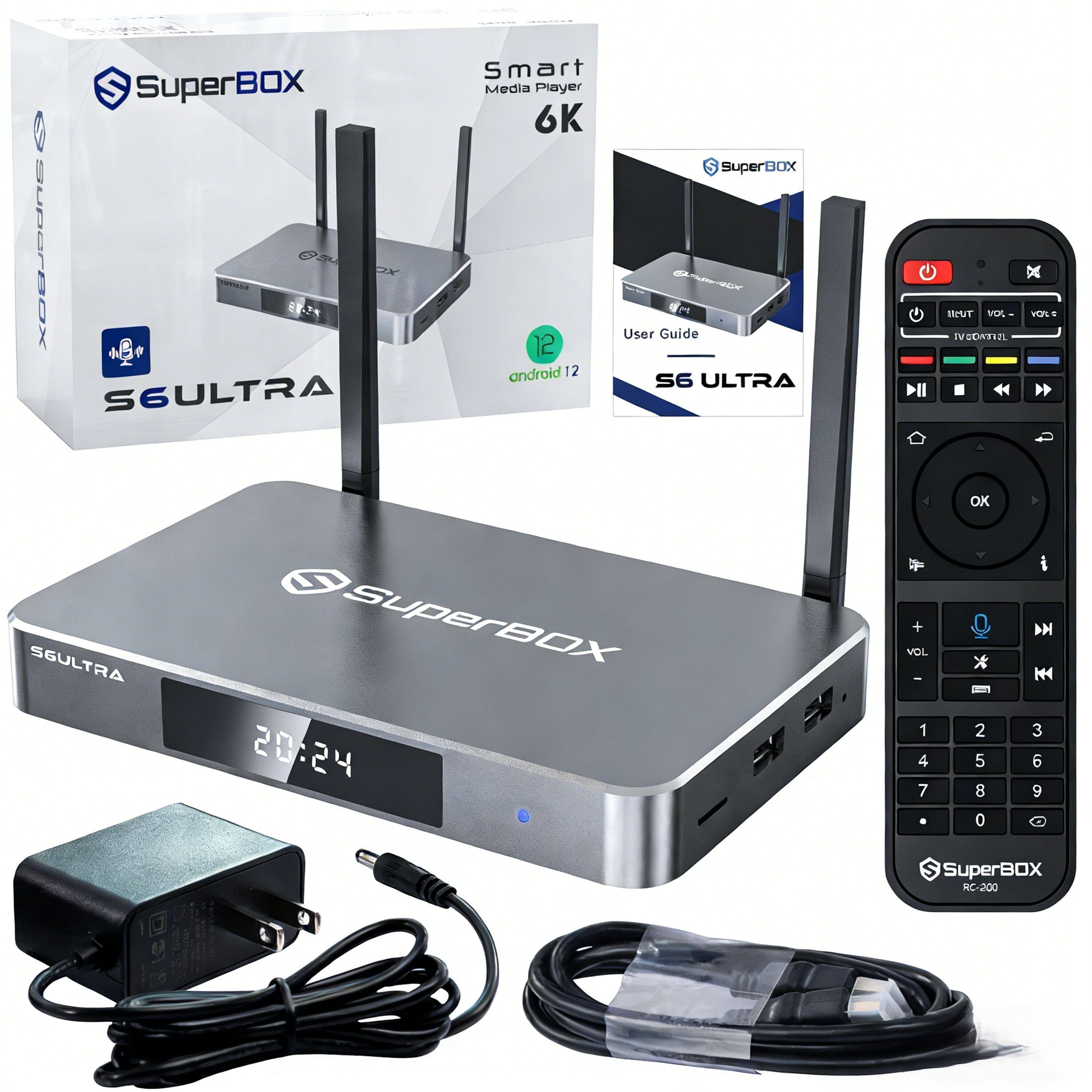SuperBOX  
S6ULTRA Smart Media Player 6K  
12 android 12  
SuperBOX D-tl  
User Guide  
S6 ULTRA II  
HrUT MA IM CORTIEL X VEP 1 OK  
SGULTRA  
SuperBOX 20:24 + VOL  
1 4 7 * 2 5 8 0  
H 3 6 9  
S SuperBOX RC-200
