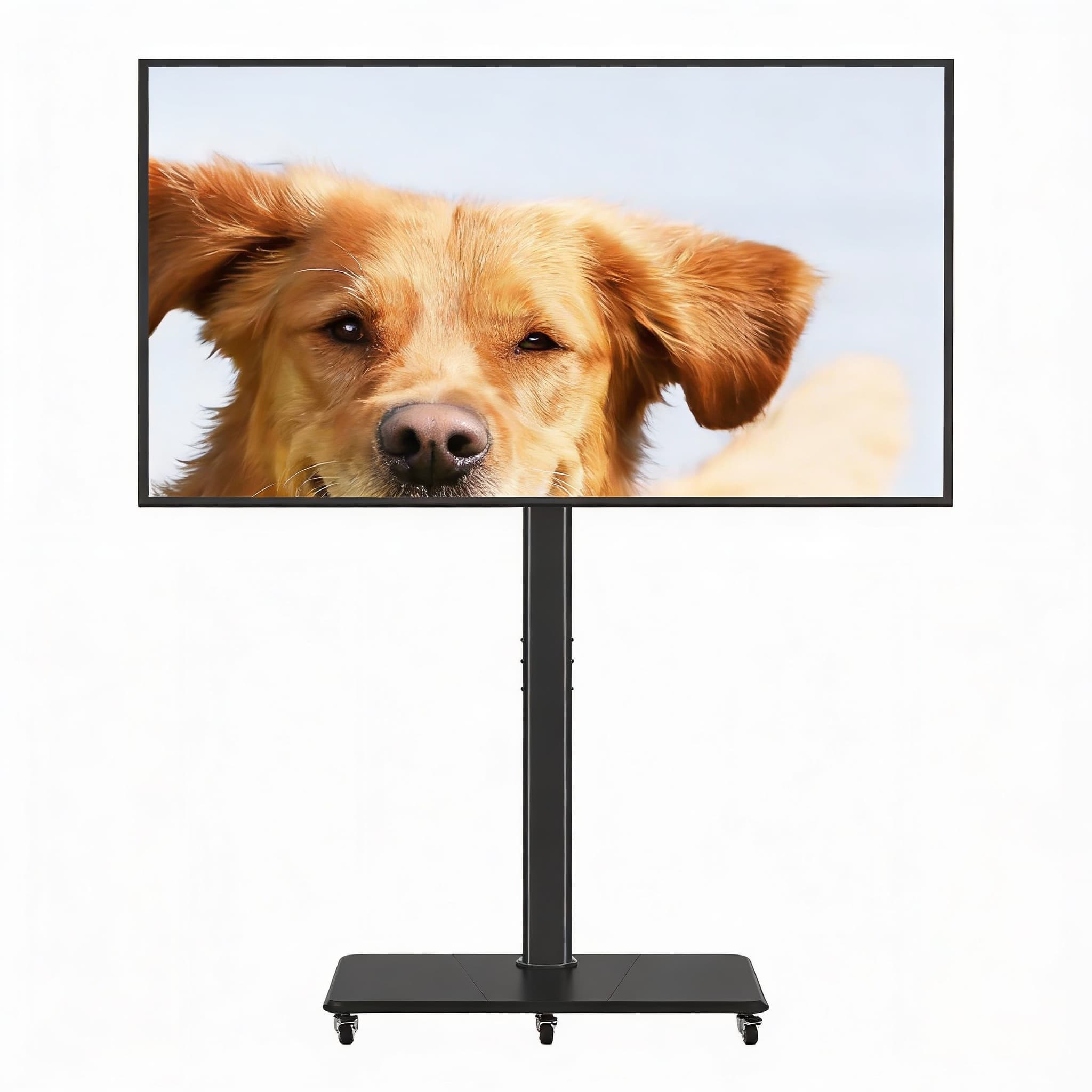 Frangdom - Mobile Wood TV Stand 32-75" Rolling Height - BLACK Rolling 88 lbs 11.22 x 5.51 x 16.93 inches