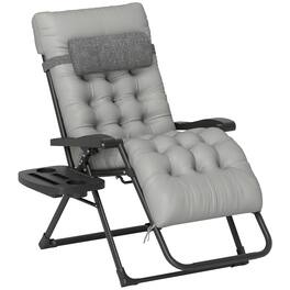 Outsunny - Zero Gravity Chair, Folding Reclining Lounge Chair with Padded Cushion, Side Tray for Indoor and Outdoor - Gray