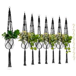 Sorbus - Macrame Plant Hanger (8 Pack) Indoor Outdoor Hanging Plant Pots Cotton Rope for Home, Patio, Garden - Black
