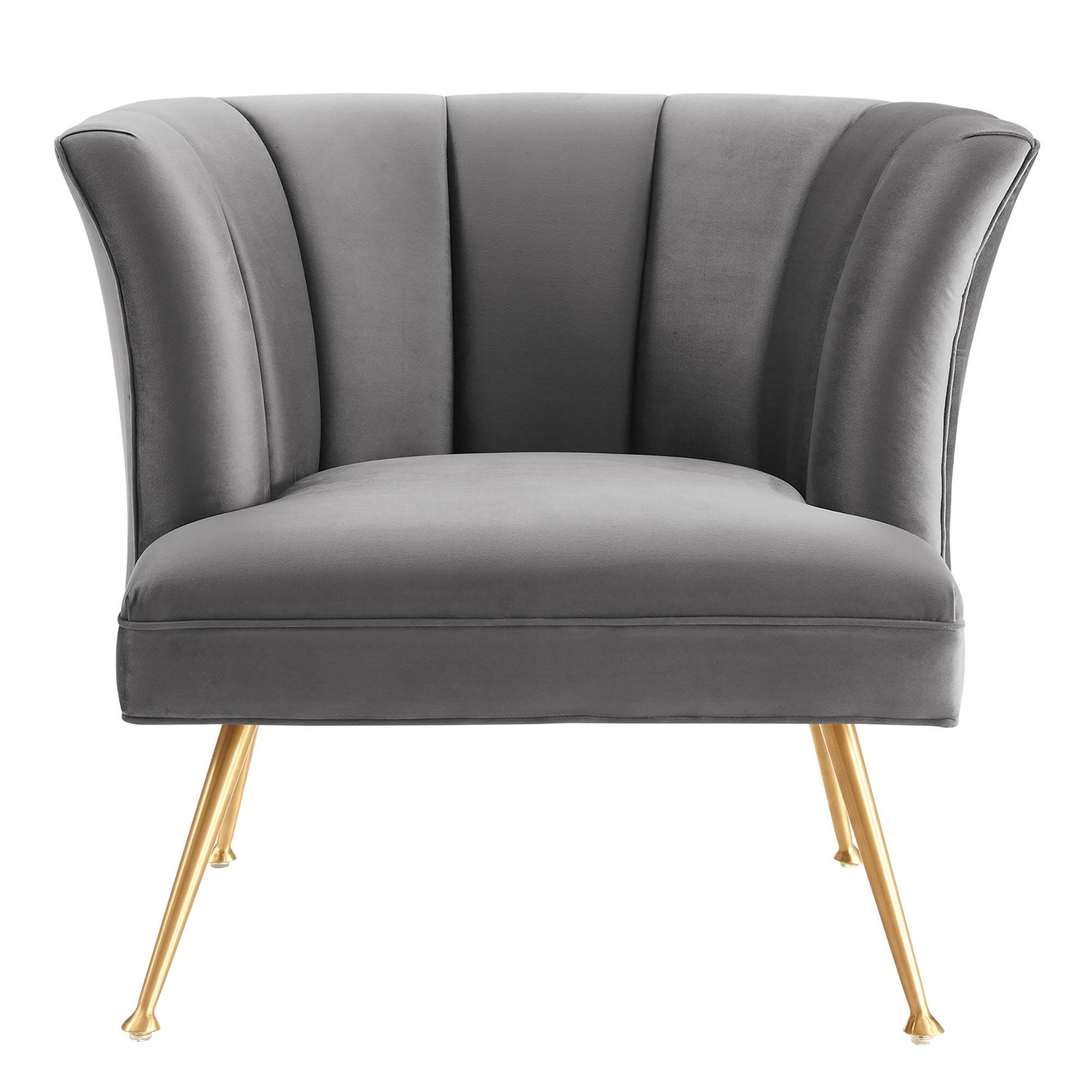 Alt View 3. Modway - Veronica Channel Tufted Performance Velvet Armchair by Modway - Gray.