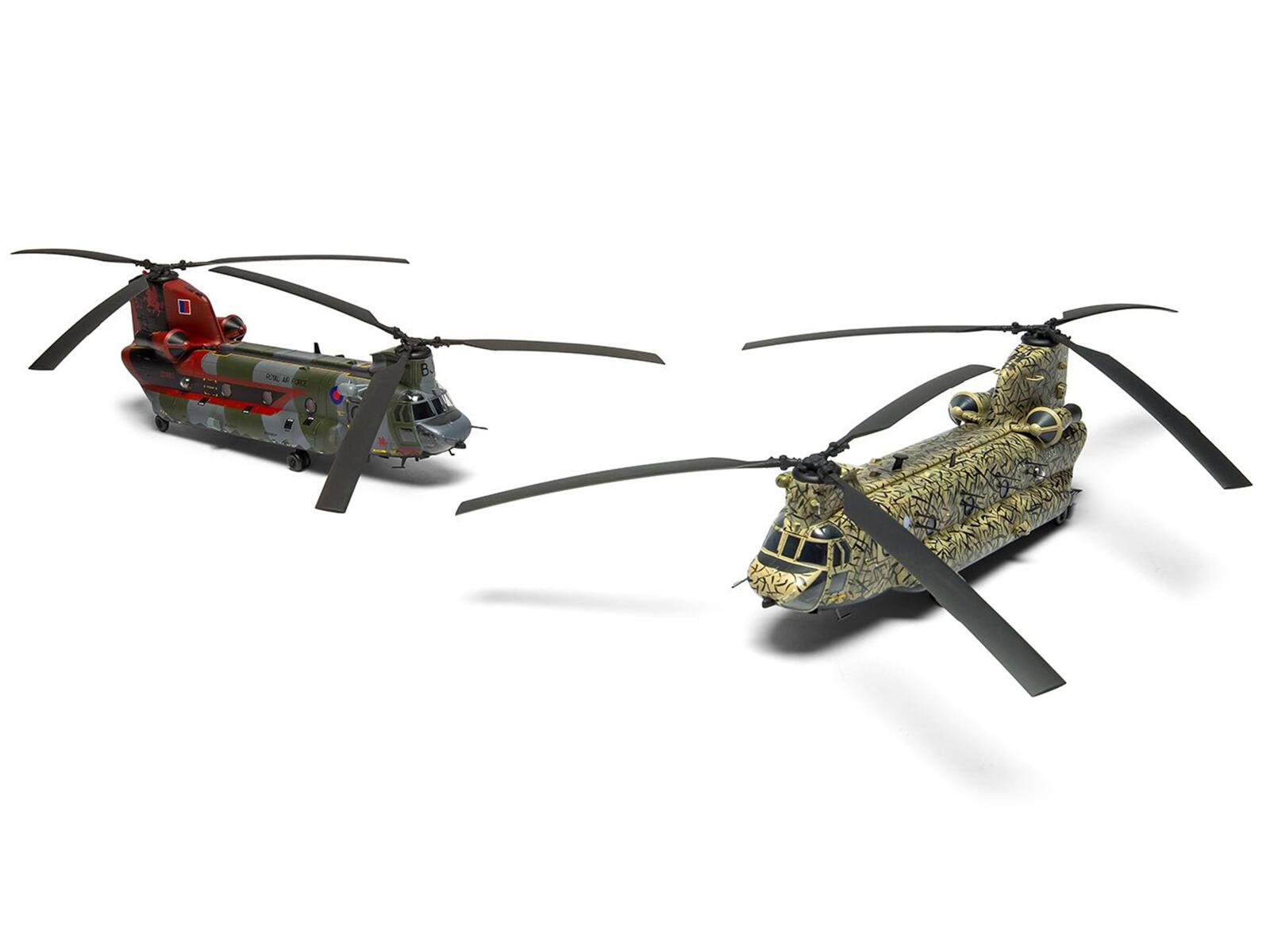 Left. Airfix - Level 3 Model Kit Boeing Chinook HC.1 (Late Production) Helicopter with 2 Scheme Options 1/72 Plastic Model Kit - Multi.