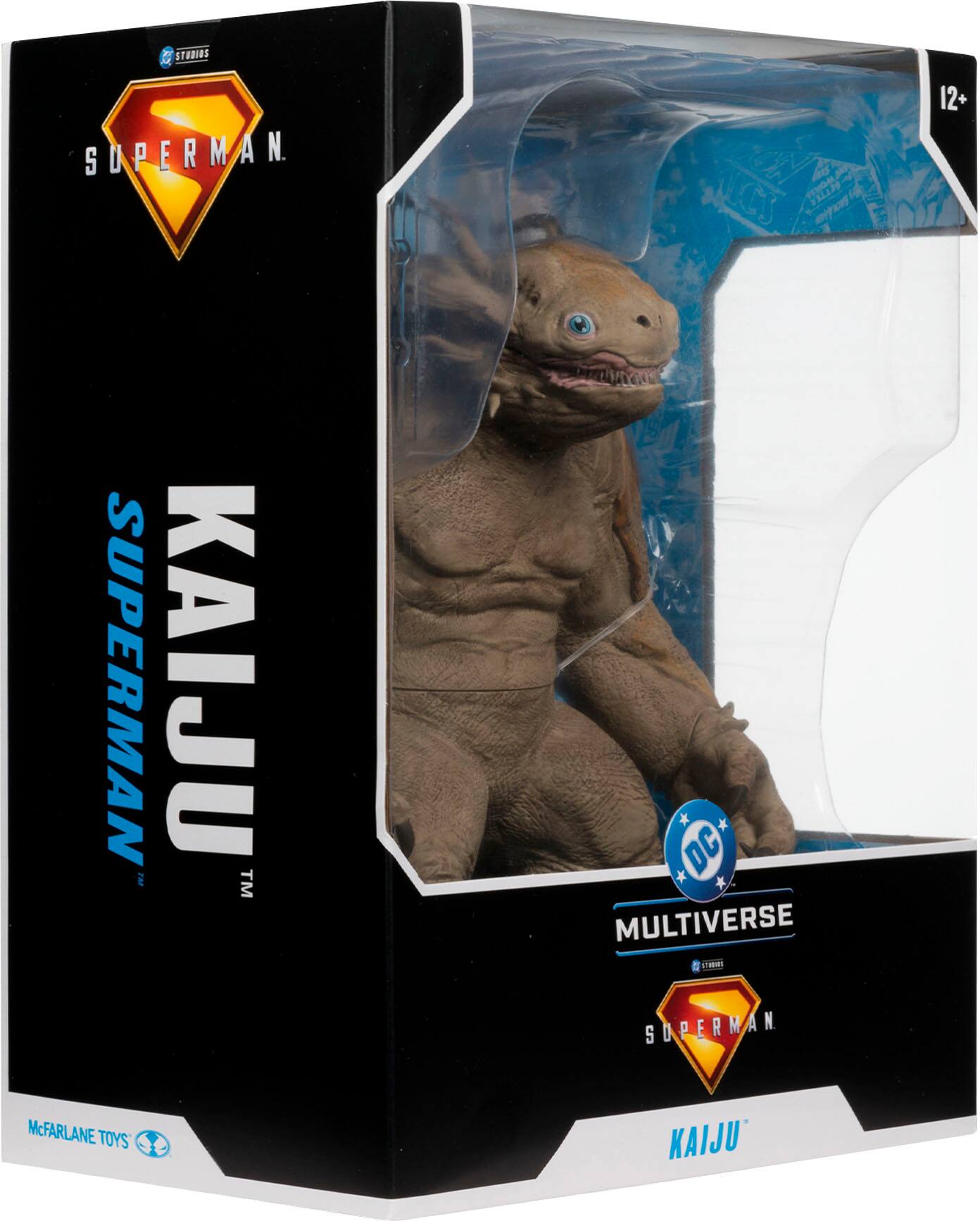 The text on the image is grouped as follows:

* "Superman"
* "Kaiju"
* "Multiverse"
* "McFarlane Toys"