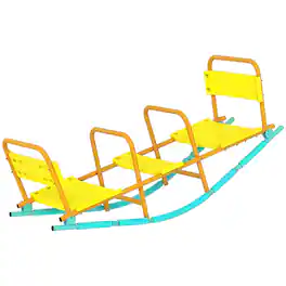 Qaba - Totter Seesaw for Kids, 2 in 1 Metal Rocking Seesaw for Toddlers Age 3-8 - Yellow