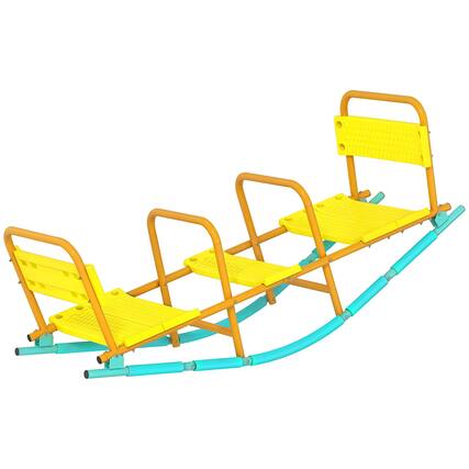 Front. Qaba - Totter Seesaw for Kids, 2 in 1 Metal Rocking Seesaw for Toddlers Age 3-8 - Yellow.