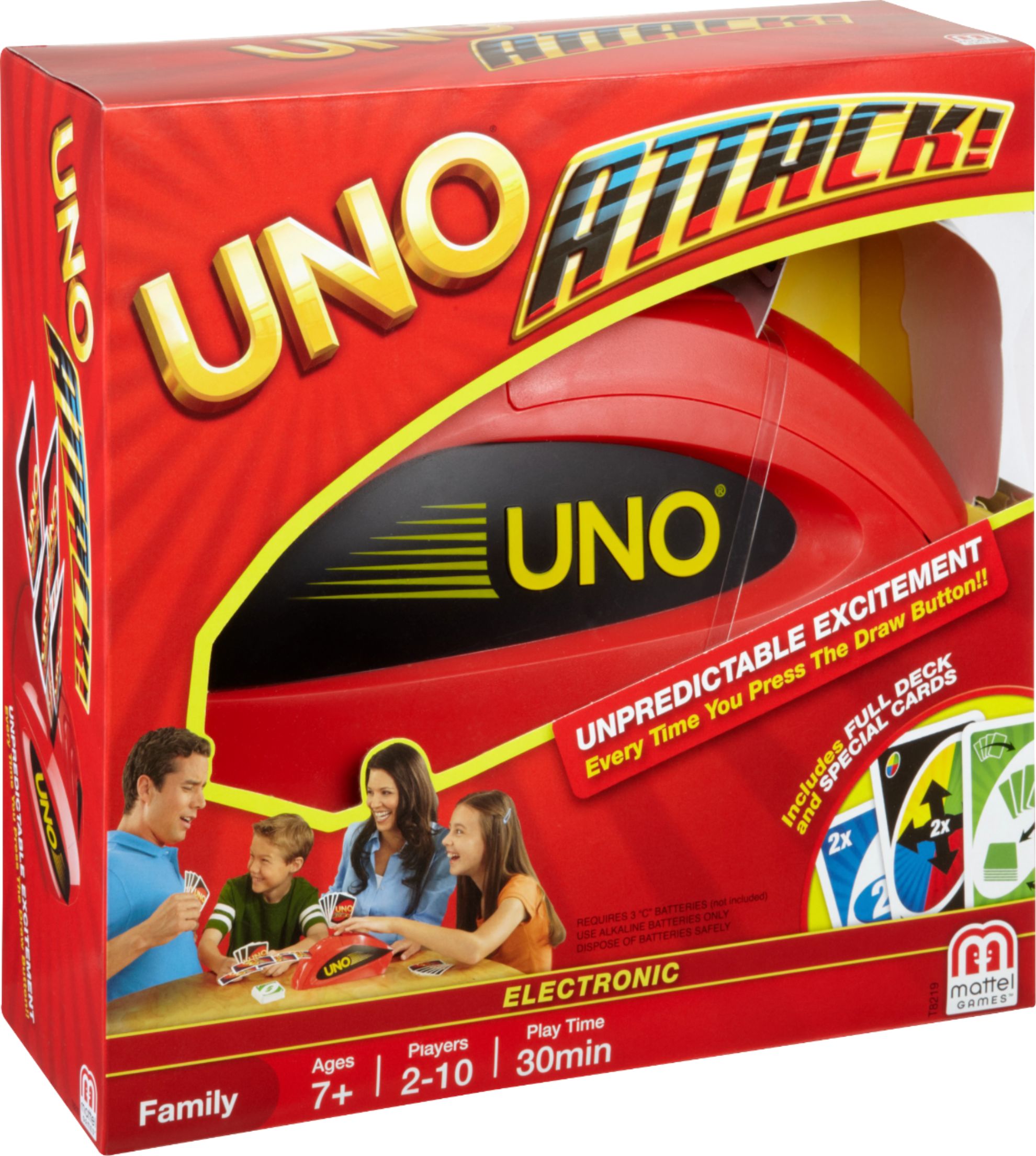 Angle View: UNO ATTACK! Rapid Fire Card Game for 2-10 Players Ages 7Y+