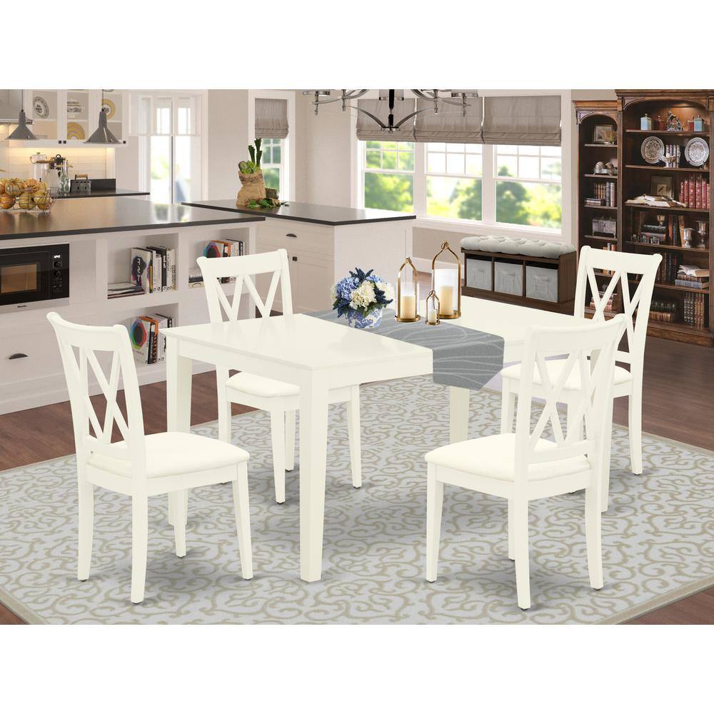 Left. East West Furniture - Dining Room Set Linen White - Brown.