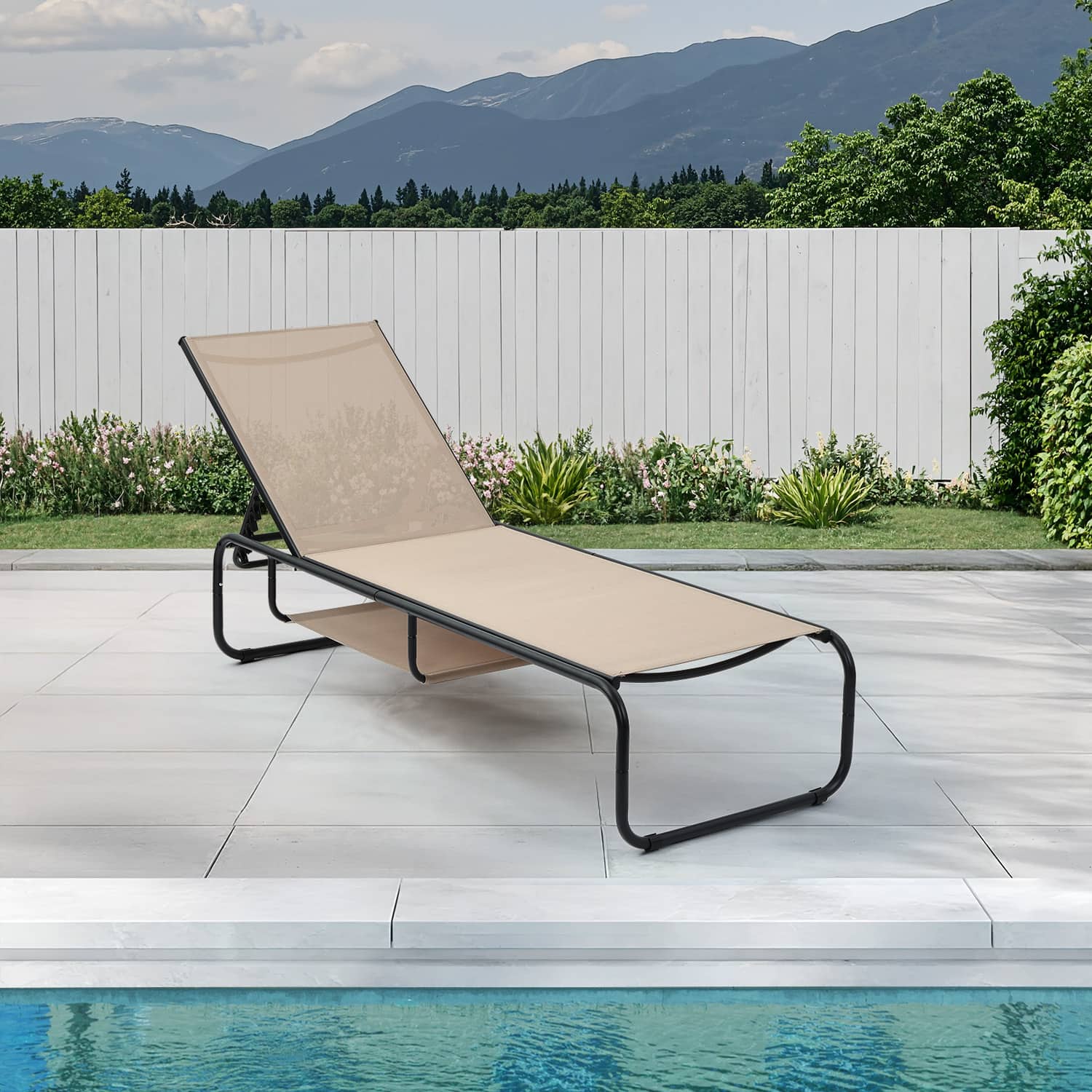 Ainfox - Patio Lounge Chair Chaise Lounge for Patio, Beach, Pool Grey - Brown