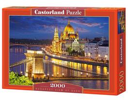 Castorland - 2000 Piece Jigsaw Puzzles, Budapest view at dusk, Parliament, Budapest Hungary Puzzle, C-200405-2 - Red