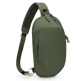 Unique Bargains - Small Sling Bag with RFID Blocking Mini Fanny Pack Convertible Crossbody Anti Theft Chest Bag for Travel Hiking - Dark Green