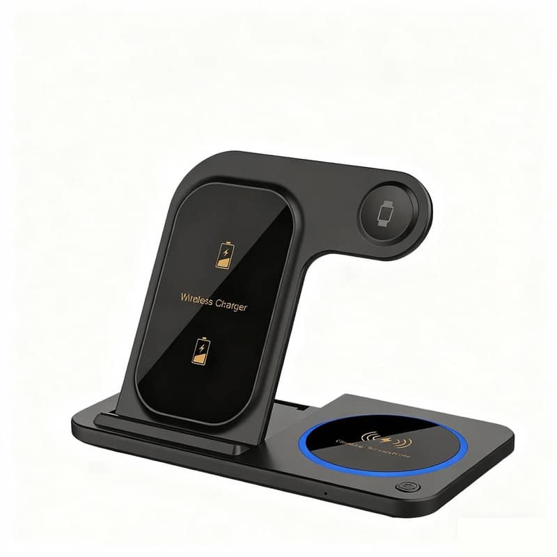 RISOKEYS - Multi-Function Wireless Charging Stand - Dual-Coil 3-in-1 Wireless Charger for phones - Suitable for Apple Watch Only - Black