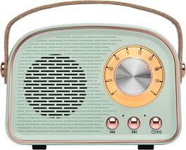 Stamp n Camp - Retro Bluetooth Speaker Wireless Vintage Speaker Outdoors Wireless Portable Bluetooth Speaker Supports TWS - Cyan