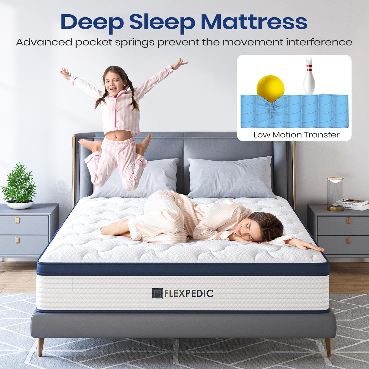 Deep Sleep Mattress  
Advanced pocket springs prevent the movement interference  
Low Motion Transfer  
FLEXPEDIC