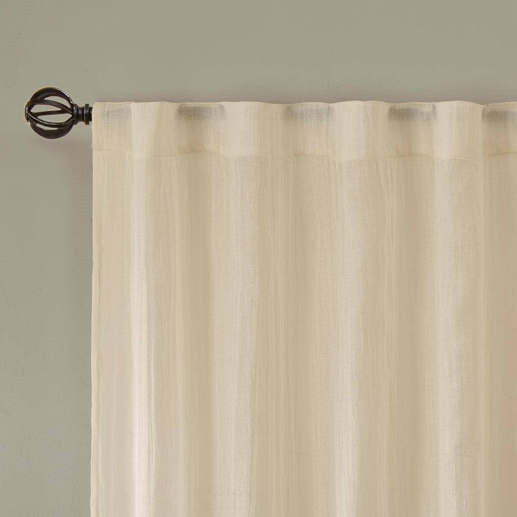Alt View 7. BreeBe - Solid Crushed Curtain Panel Pair(2 Pcs Window Panels) - Cream.