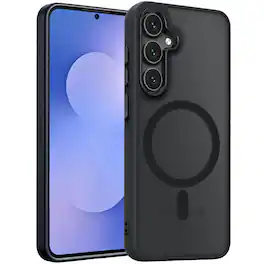 Equipd - Slim Case for Galaxy S25 FE 6.7" Translucent Matte, Drop-Resistant, Fingerprint-Proof, Magnetic Protective Case - Black