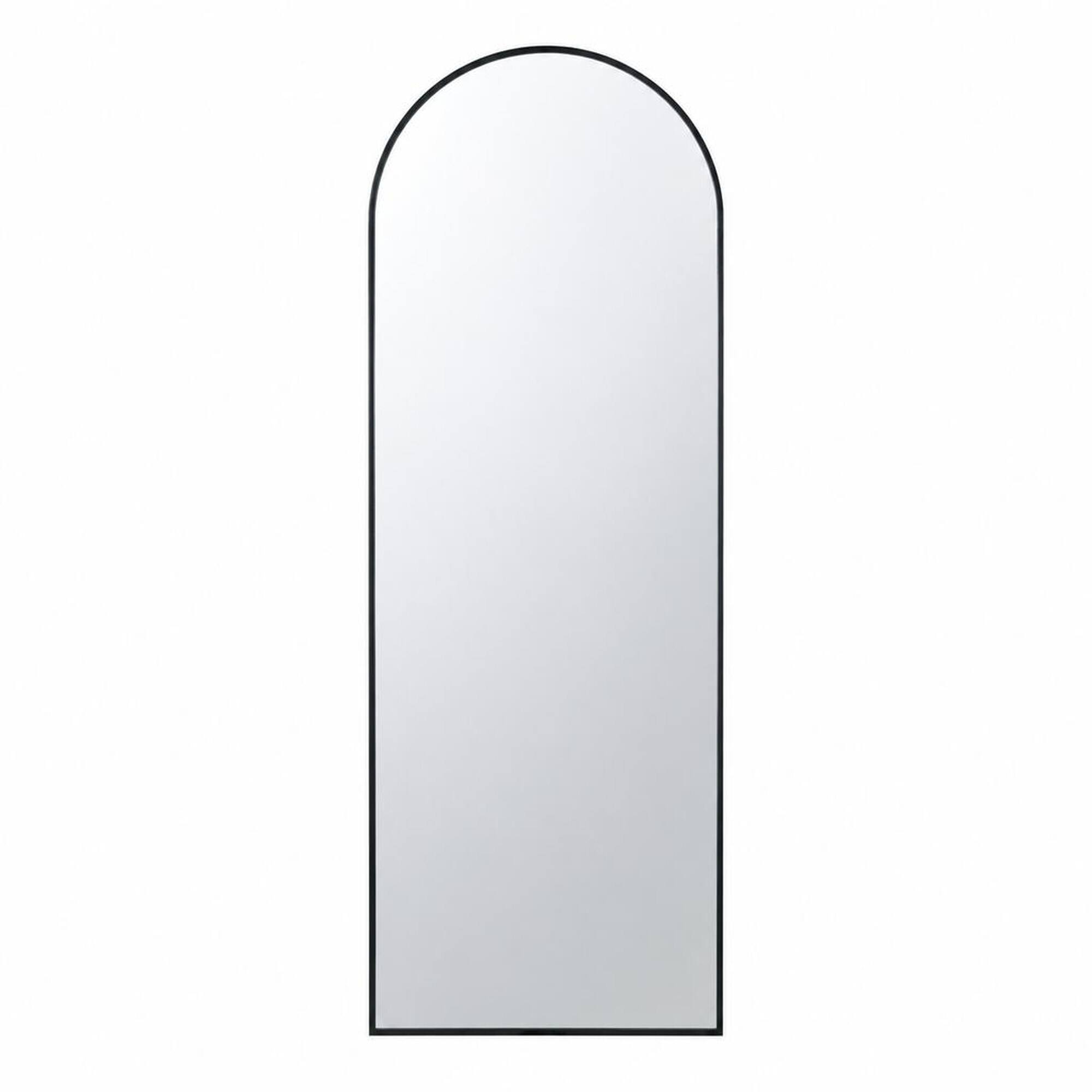 Front. RYHNUYNE - 28x74 in Full Length Arch Mirror, Black Iron Frame, Wall Lean or Hang, Bedroom and Living Room Decor - Black.