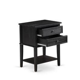 East West Furniture - VL-06-ET Wood Night Stand with 2 Wood Drawers for Bedroom, Stable and Sturdy Constructed - Wire - Wire Brushed Black