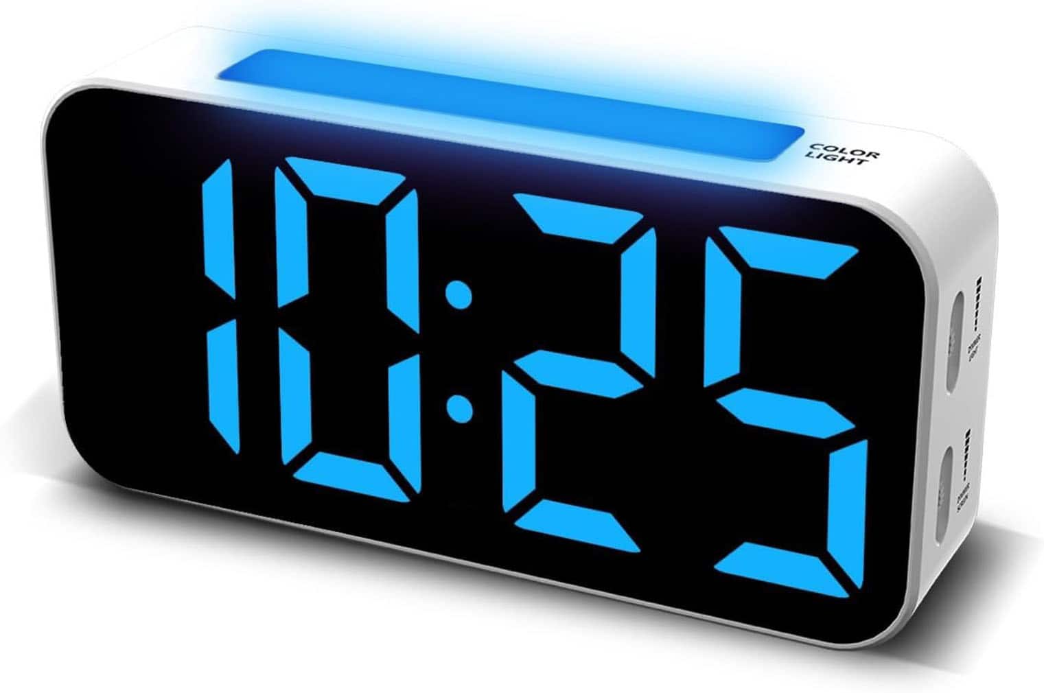 FINEAK - Loud Alarm Clocks for Bedrooms Heavy Sleepers - White and Blue