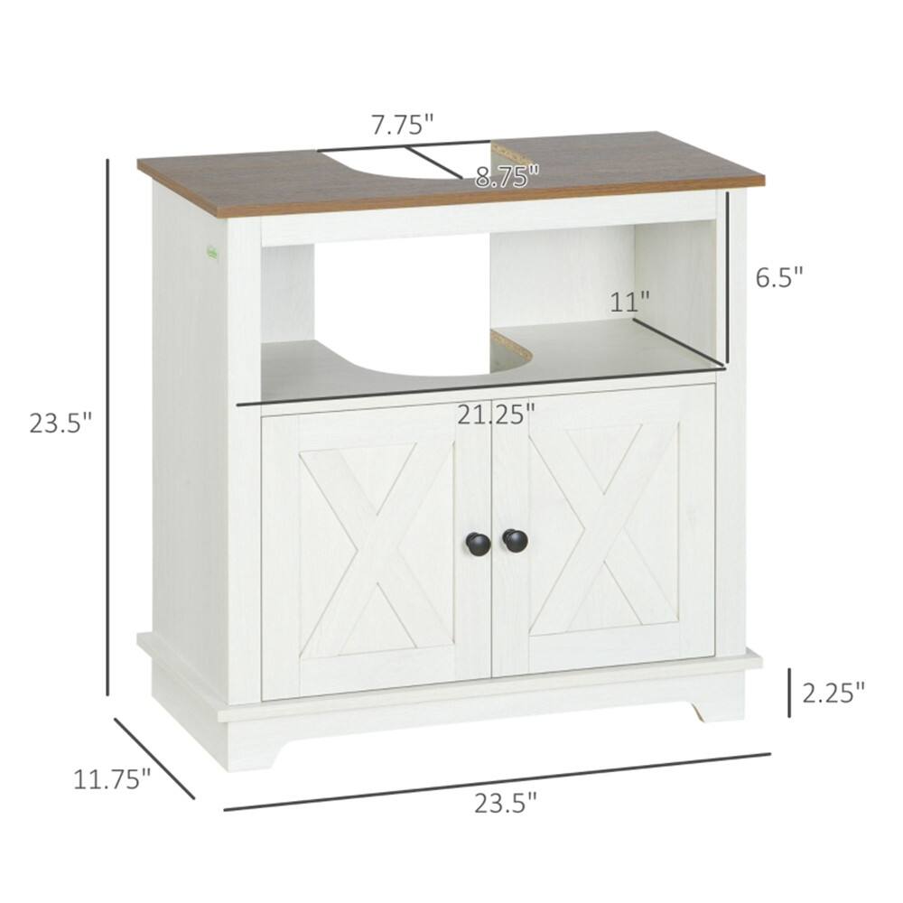 Angle. SlickBlue - Modern Bathroom Cabinet with Sink and Built-In Storage - Crystal White, Walnut.